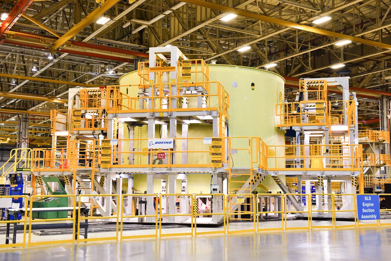 Space Launch System Corestage-2 Engine Section is in progress at NASA's Michoud Assembly Facility.